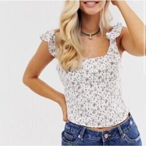 Free People Stay With You Floral Stain Cropped Tank Top Size Small